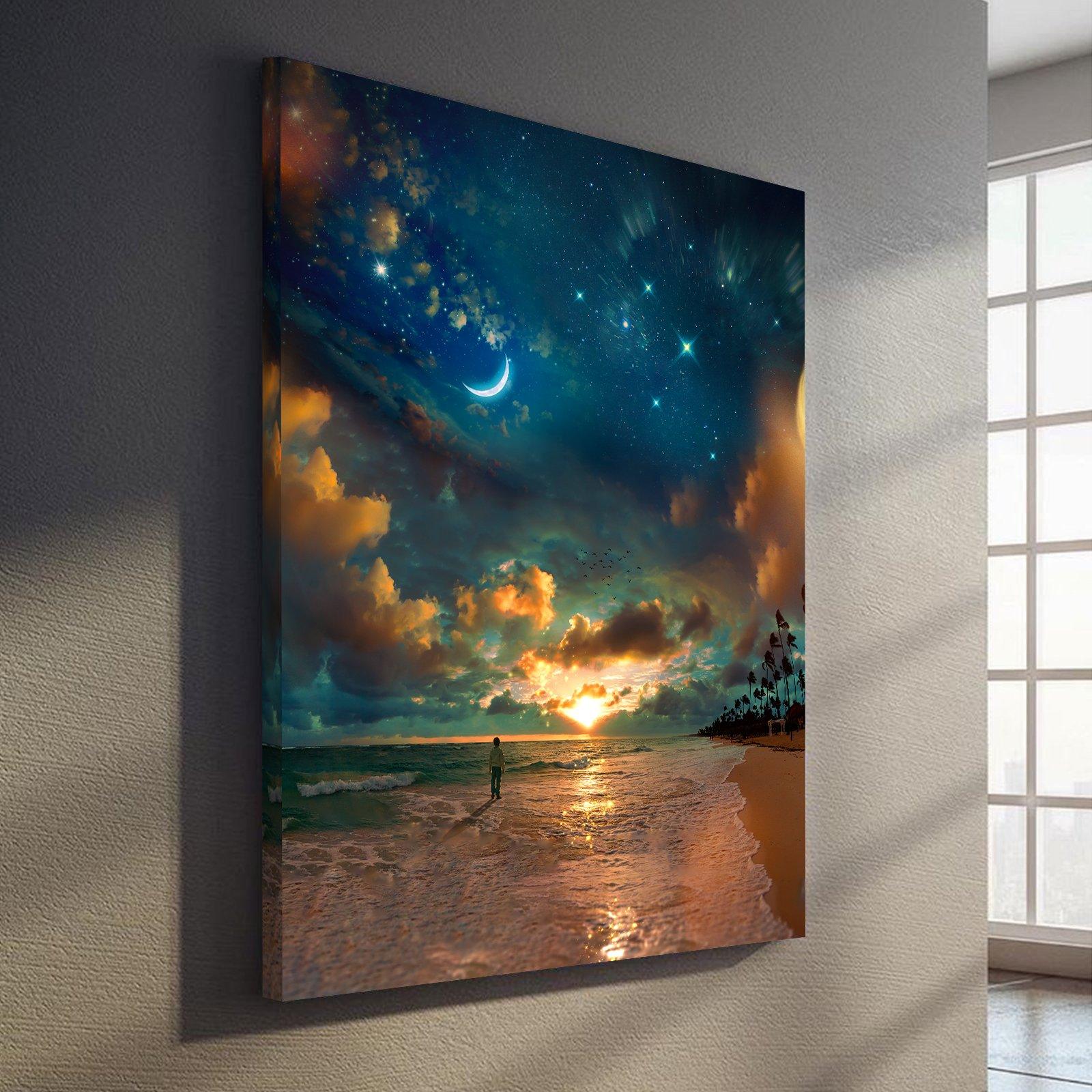 Beach by Starlight Premium Art