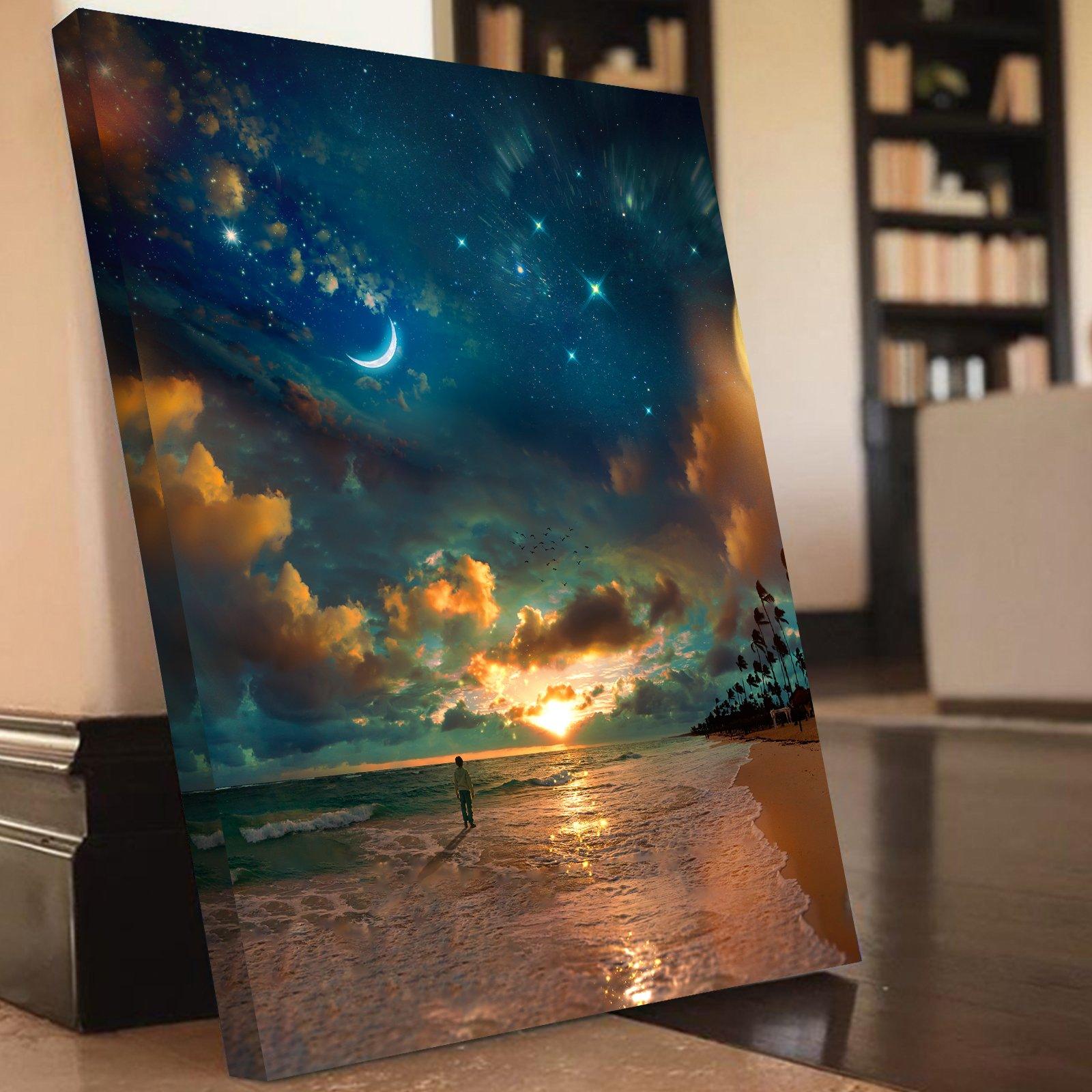 Beach by Starlight Premium Art