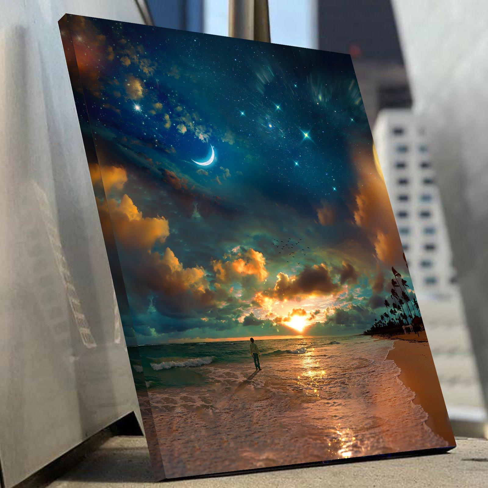 Beach by Starlight Premium Art