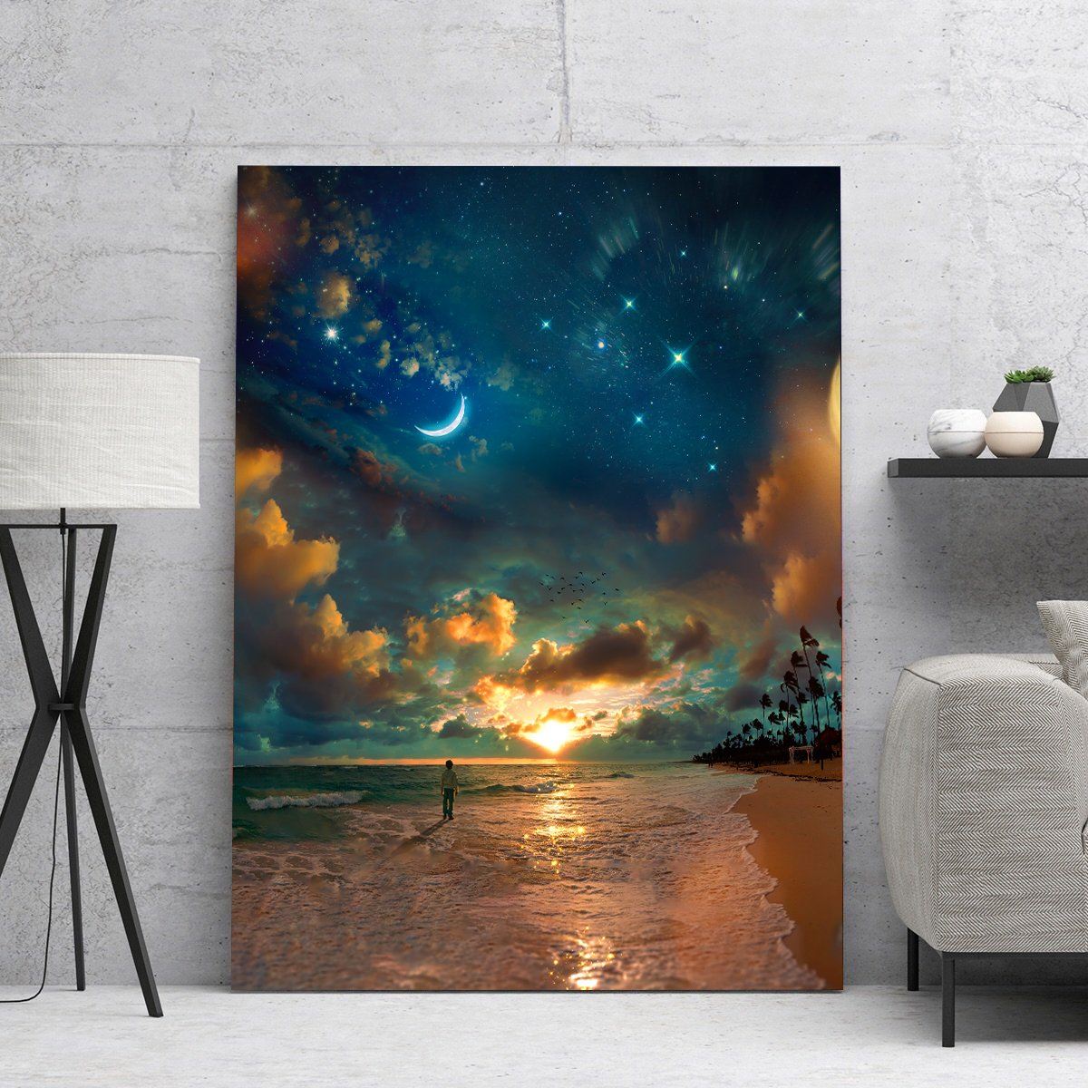 Beach by Starlight Premium Art