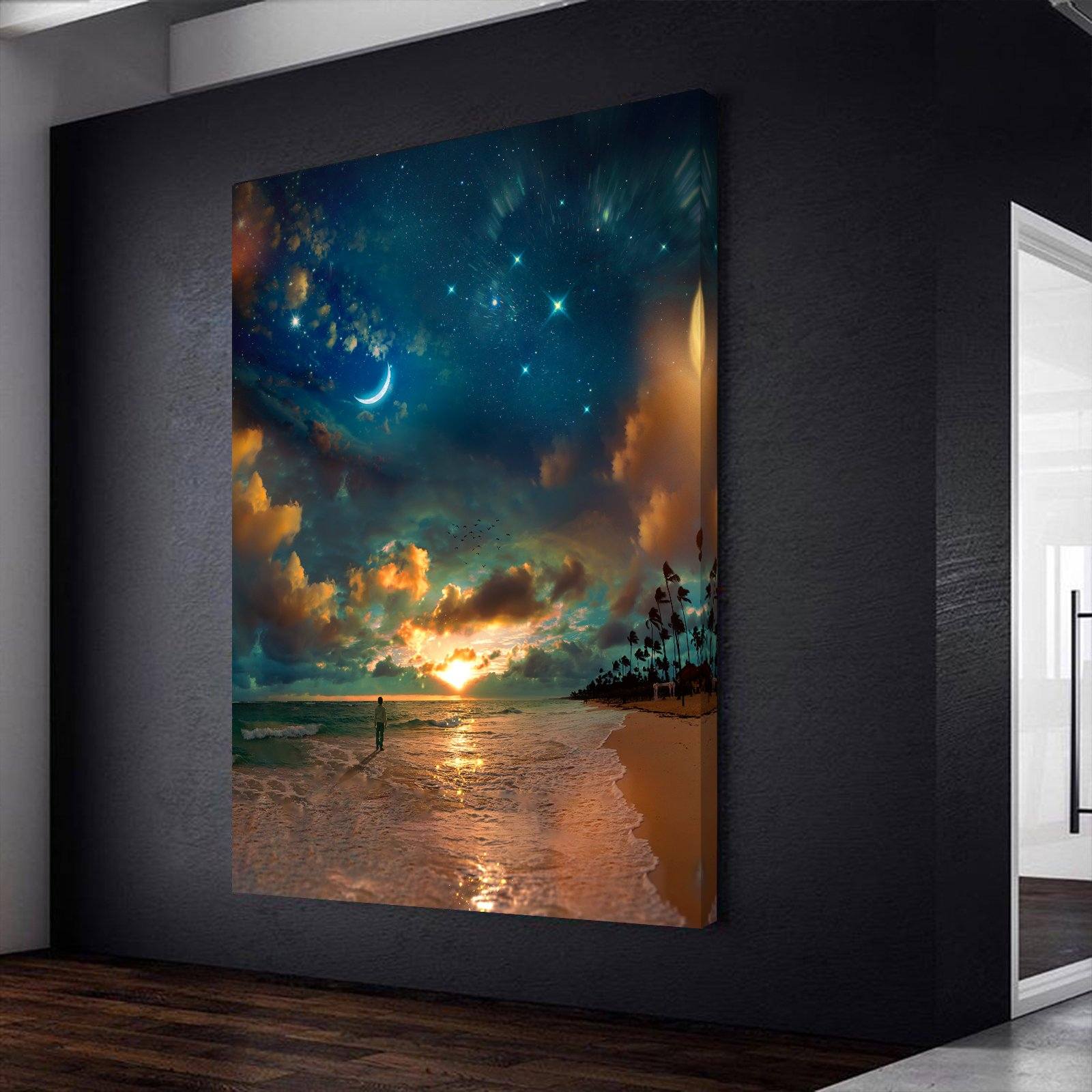 Beach by Starlight Premium Art