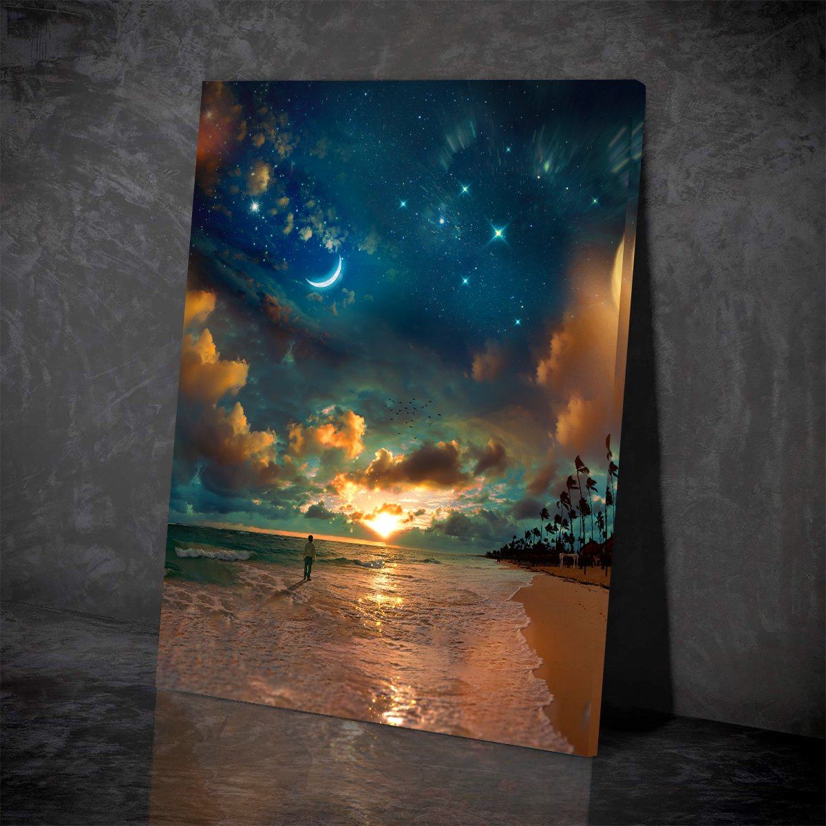 Beach by Starlight Premium Art