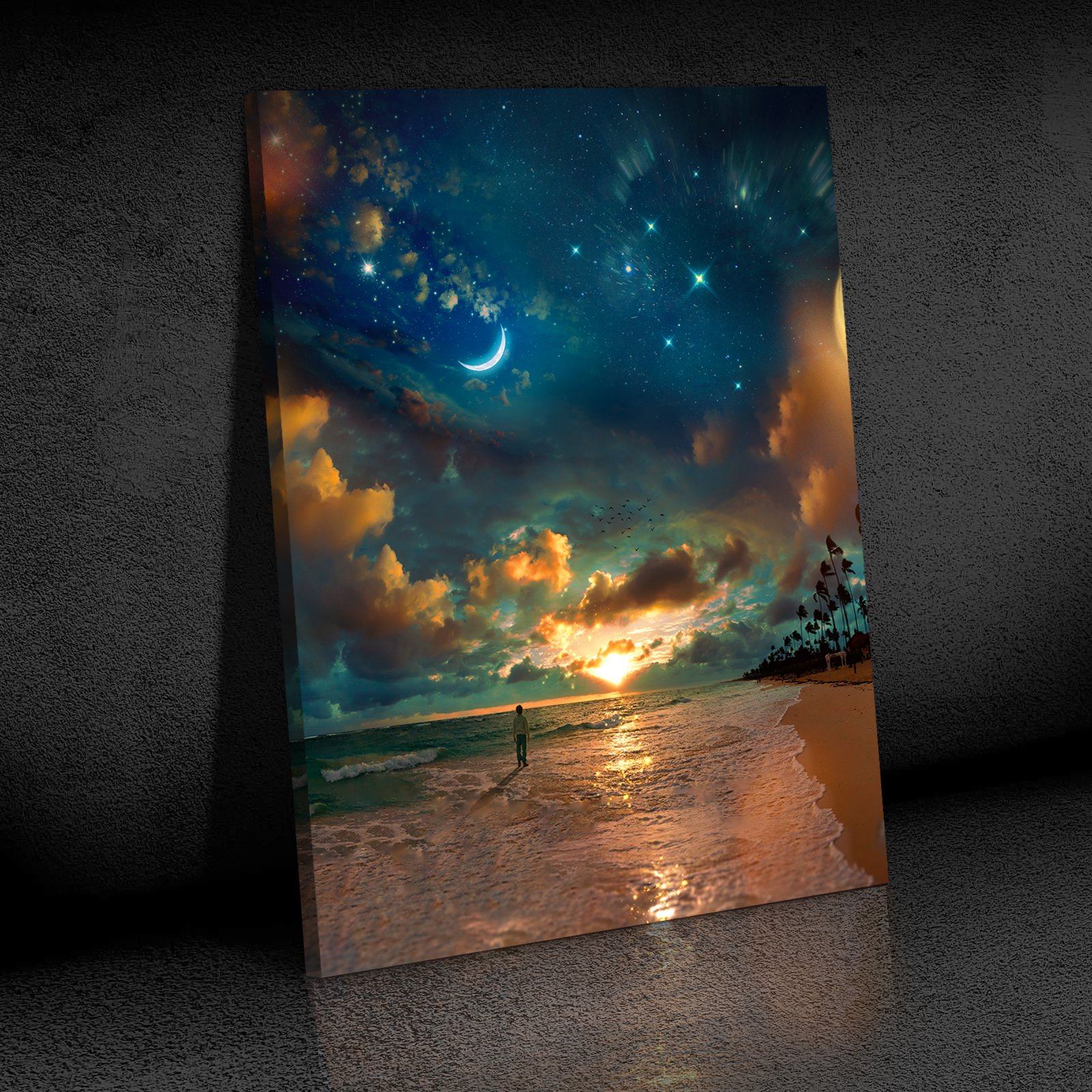 Beach by Starlight Premium Art