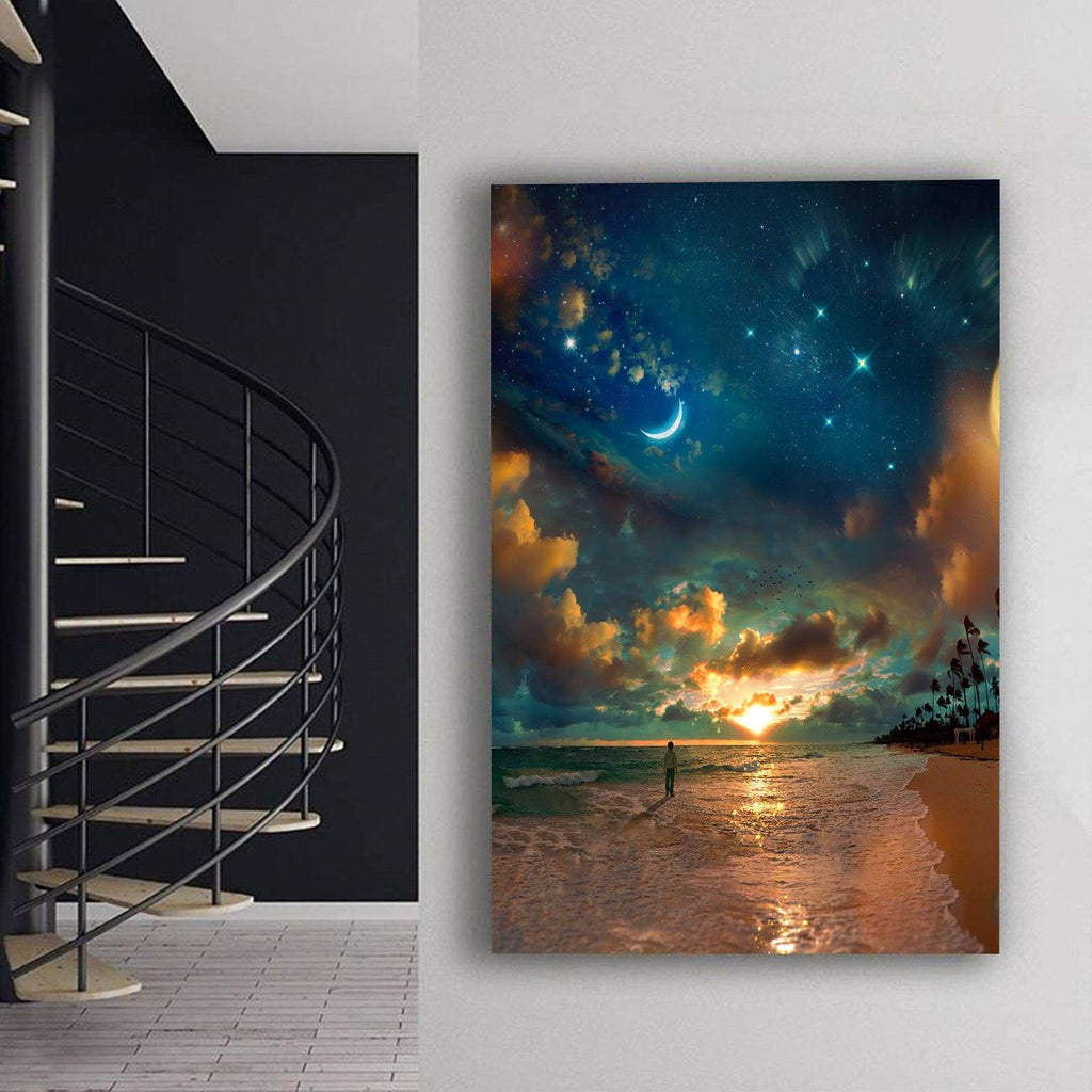 Beach by Starlight Canvas Art exclusive at Illest View