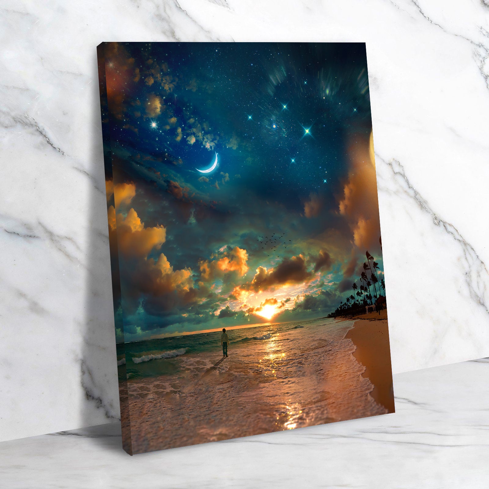 Beach by Starlight Premium Art