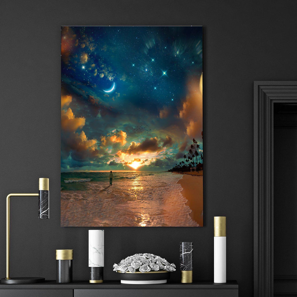 Beach by Starlight Canvas Art exclusive at Illest View